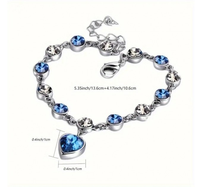 Елегантний срібний браслет з кристалами для жінок