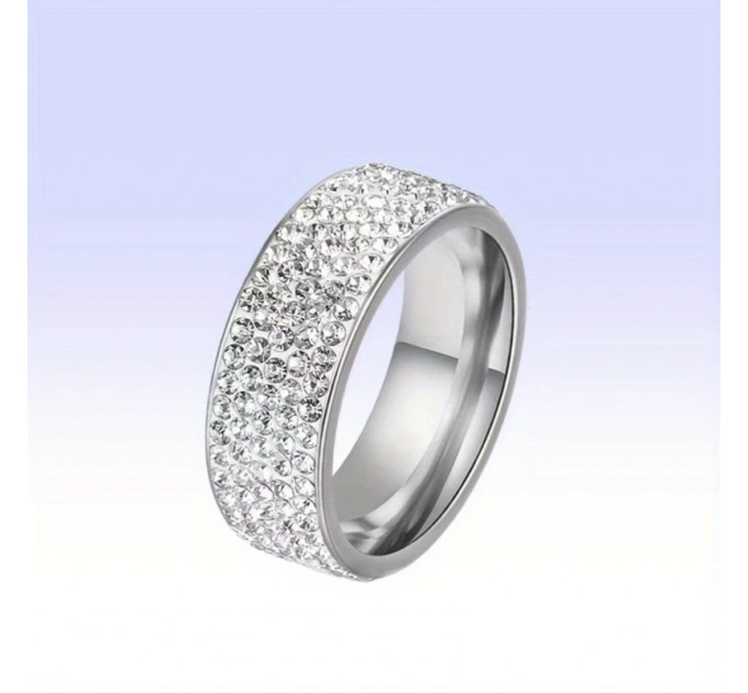 Кільце з нержавіючої сталі 8 мм для чоловіків з блискучими акцентами