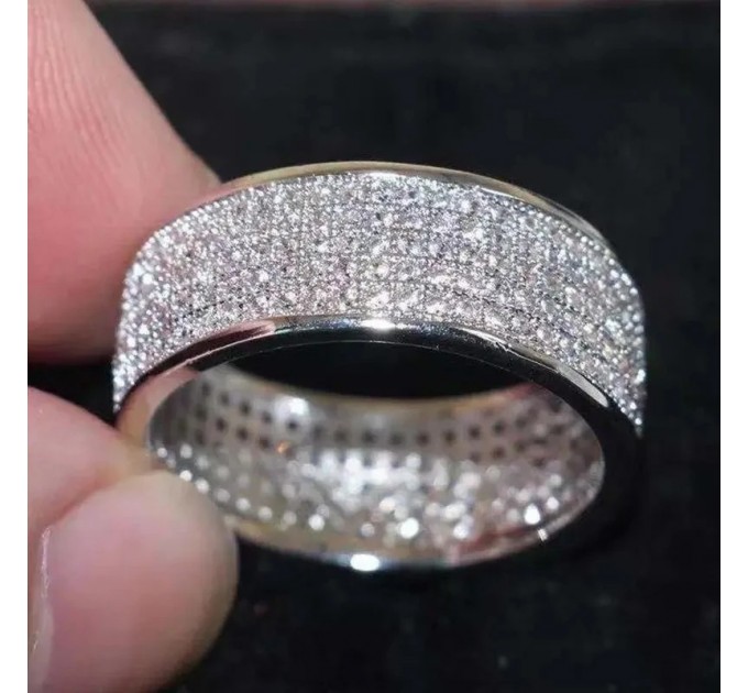 Кільце з нержавіючої сталі 8 мм для чоловіків з блискучими акцентами