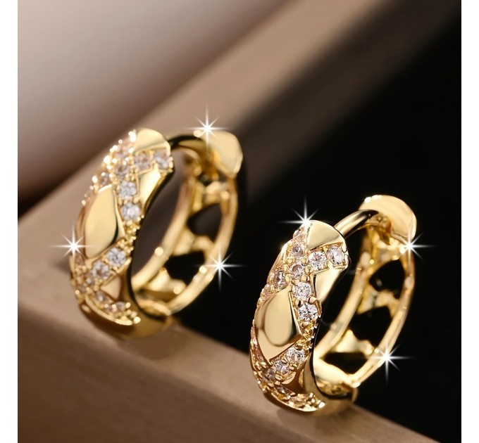 Елегантні золоті сережки-кільця з покриттям 18 карат