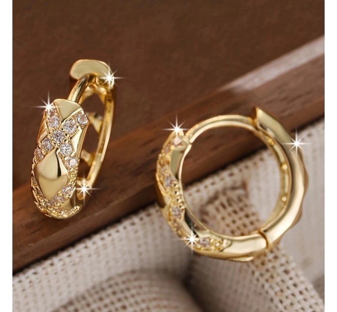 Елегантні золоті сережки-кільця з покриттям 18 карат