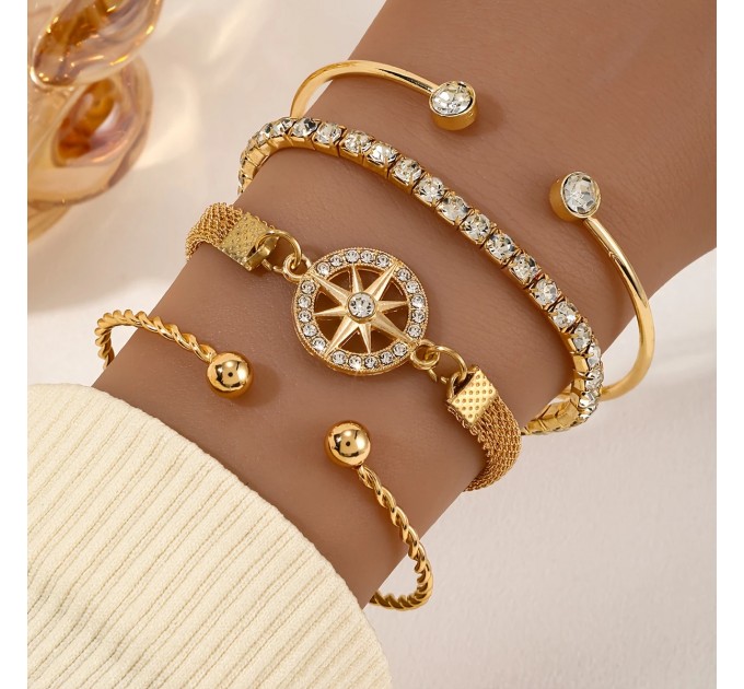 Набір з 4 розтяжних браслетів зі стразами