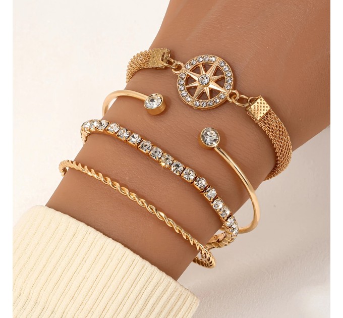 Набір з 4 розтяжних браслетів зі стразами