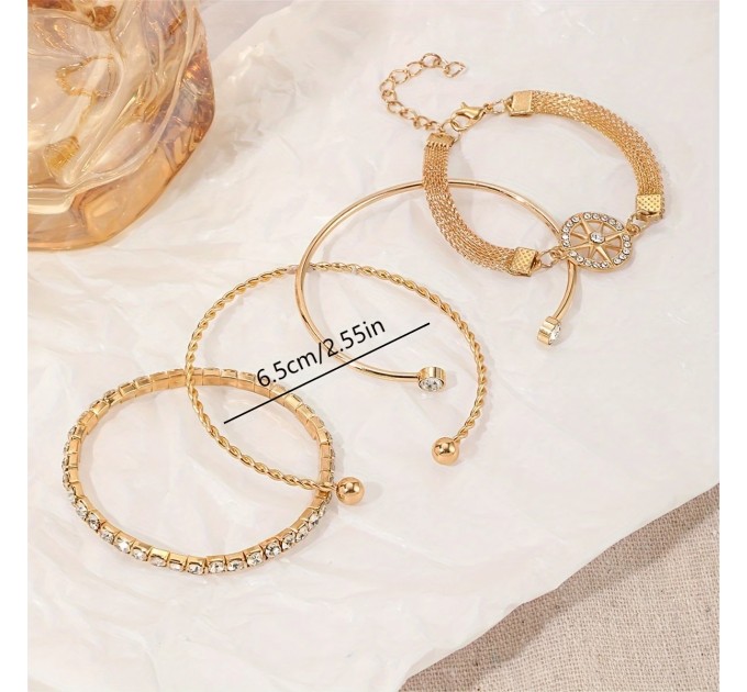 Набір з 4 розтяжних браслетів зі стразами