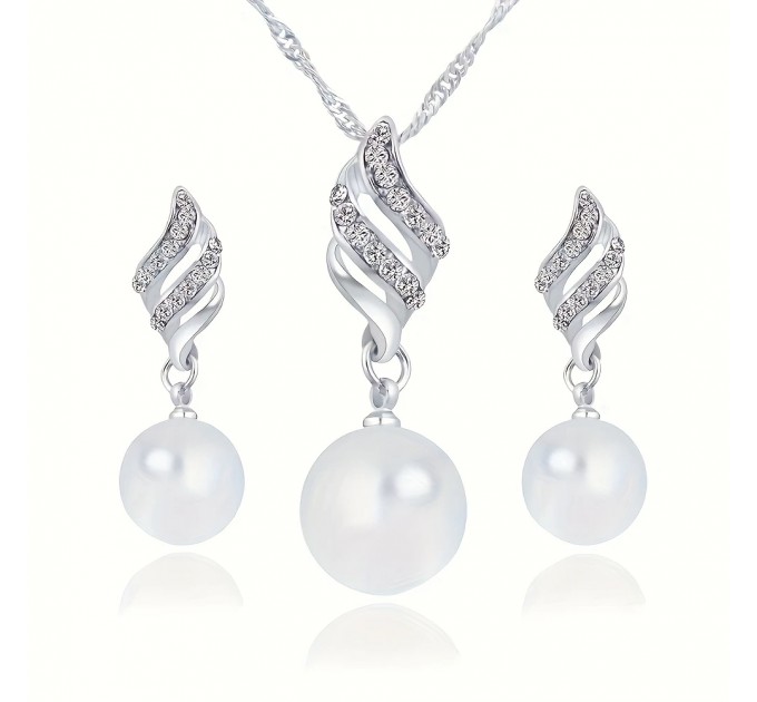 Сережки-комплект намиста спіральної перли