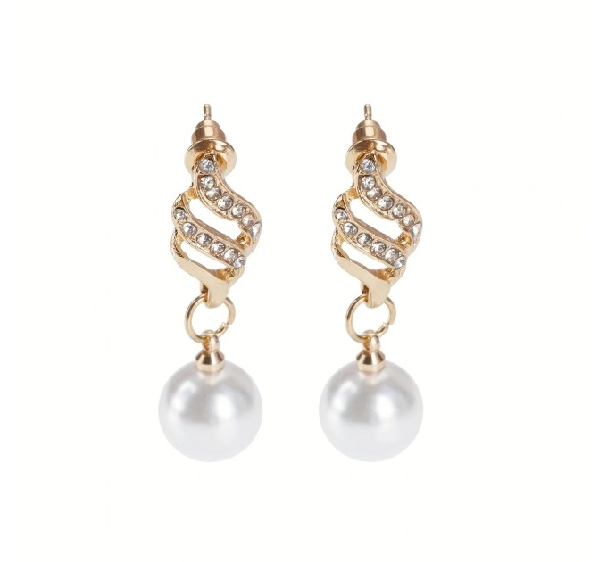 Сережки-комплект намиста спіральної перли