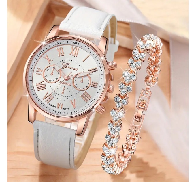 Жіночий модний білий кварцовий годинник (2 шт./набір)