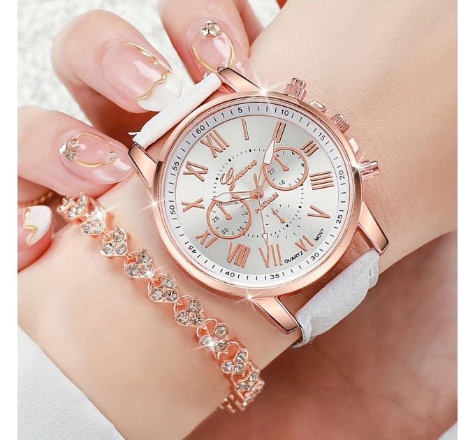 Жіночий модний білий кварцовий годинник (2 шт./набір)