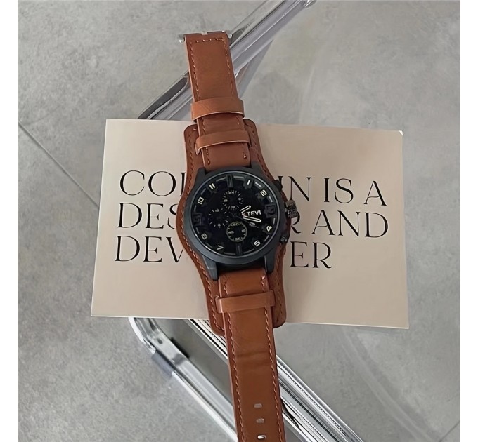 Чоловічі годинник зі штучної шкіри та сплаву