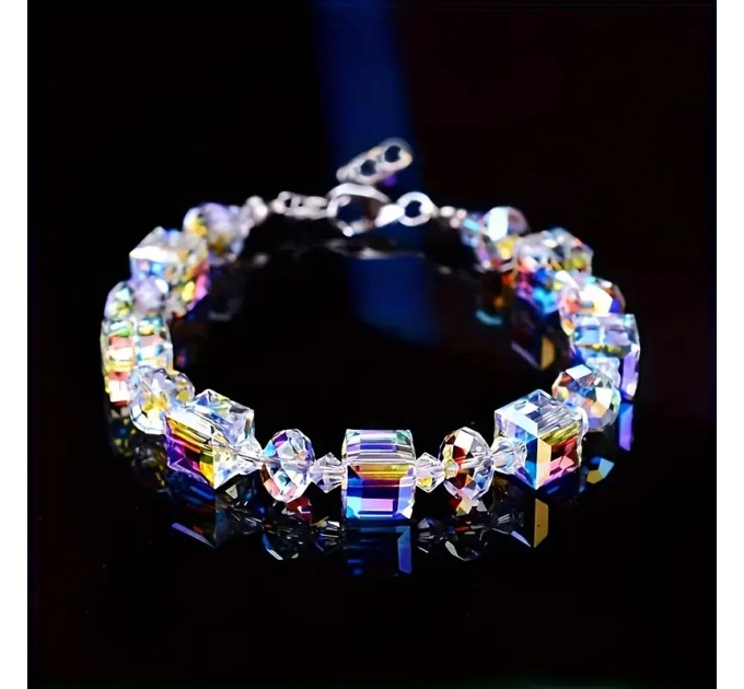 Елегантний регульований браслет з кришталевими намистинами