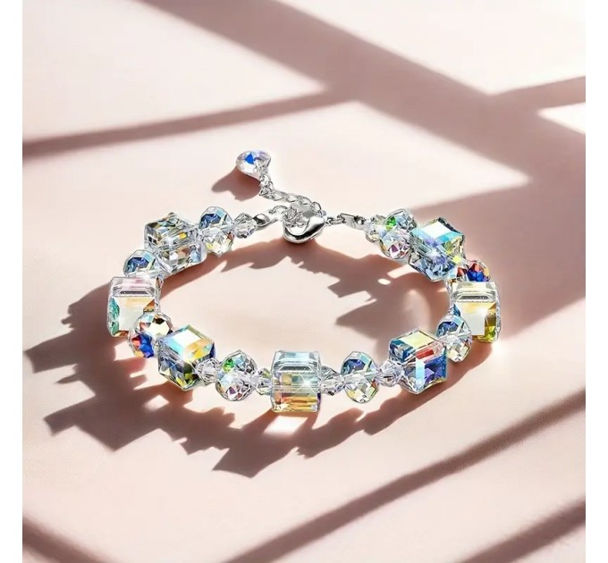 Елегантний регульований браслет з кришталевими намистинами