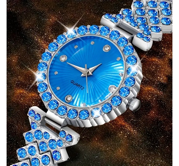 Елегантний комплект жіночих годинників із стразами