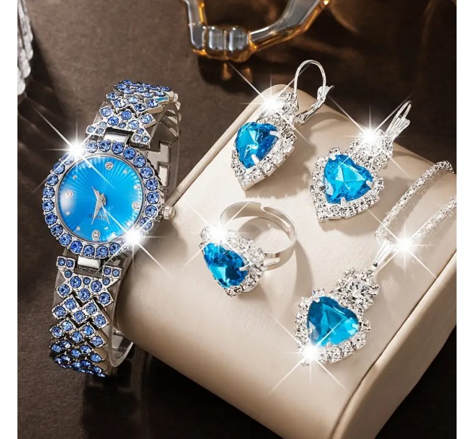 Елегантний комплект жіночих годинників із стразами
