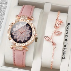 Модний жіночий годинник у формі пелюстки з набором браслетів