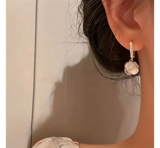 Вінтажні Елегантні Сережки з Підвіскою з Місячним Каменем