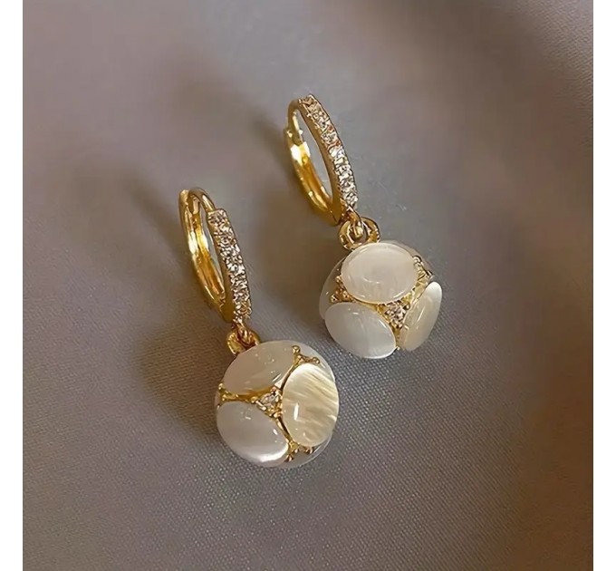 Вінтажні Елегантні Сережки з Підвіскою з Місячним Каменем