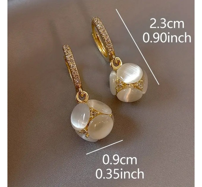 Вінтажні Елегантні Сережки з Підвіскою з Місячним Каменем