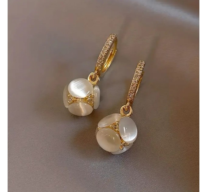 Вінтажні Елегантні Сережки з Підвіскою з Місячним Каменем