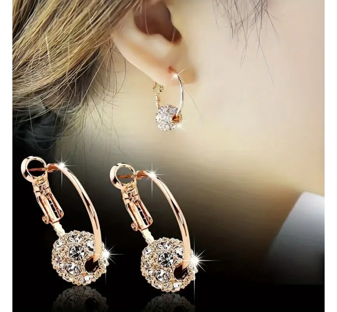 Шикарні Сережки з Кришталевою Кулею