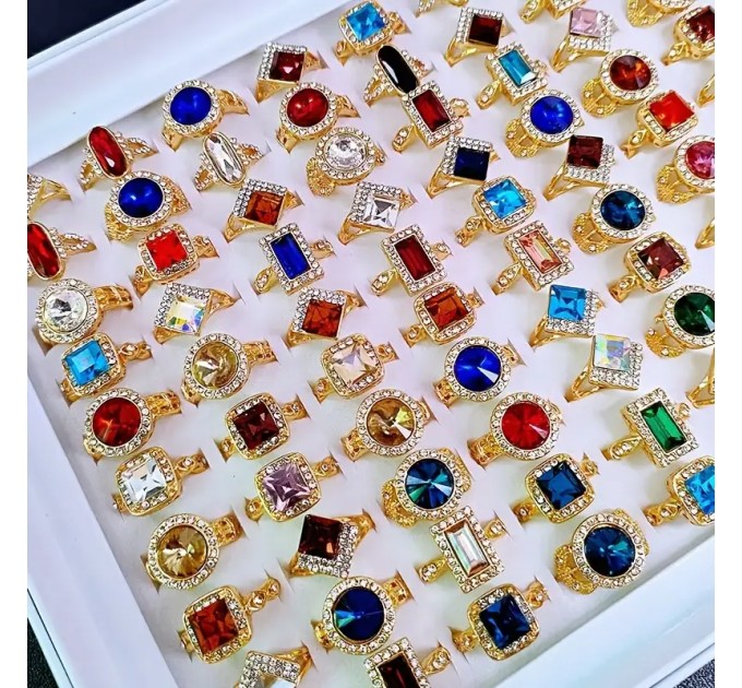 Модні кільця з каменем, покриття 14K золота