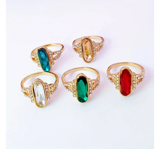 Модні кільця з каменем, покриття 14K золота