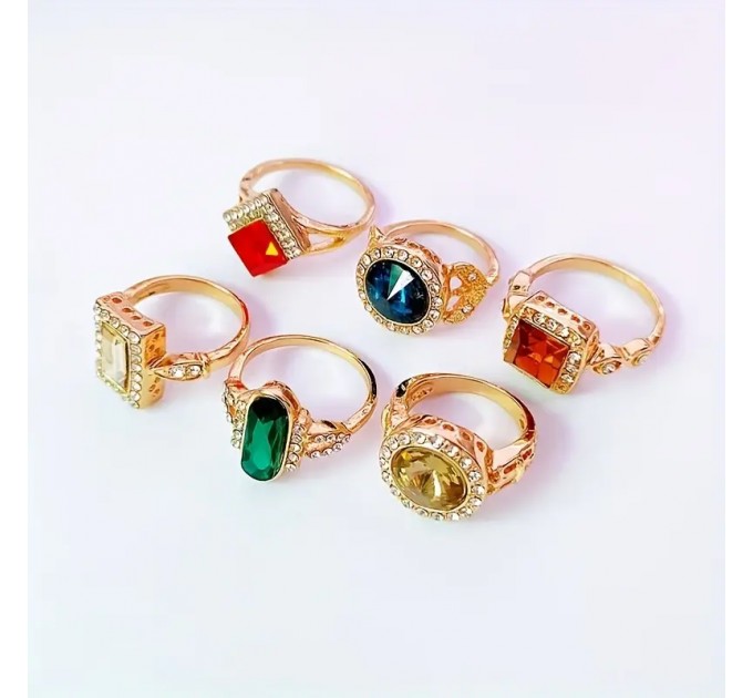 Модні кільця з каменем, покриття 14K золота