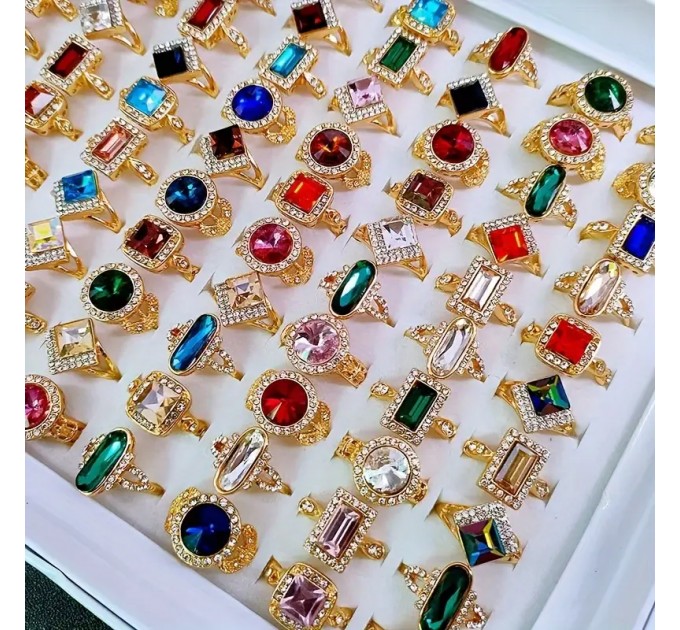 Модні кільця з каменем, покриття 14K золота