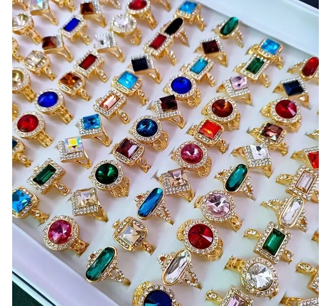 Модні кільця з каменем, покриття 14K золота