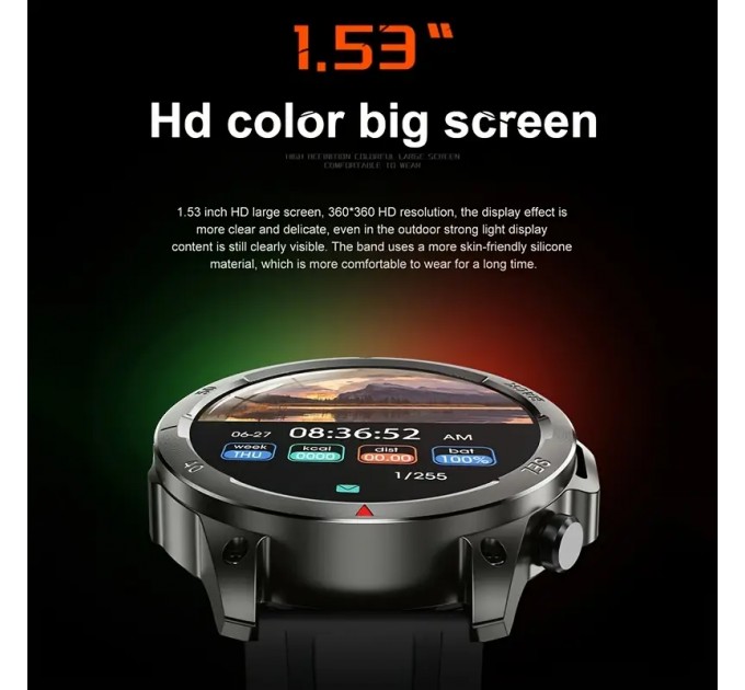 Чоловічий розумний годинник з LED-підсвічуванням