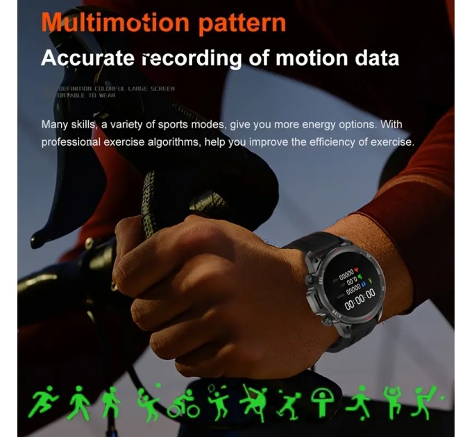 Чоловічий розумний годинник з LED-підсвічуванням