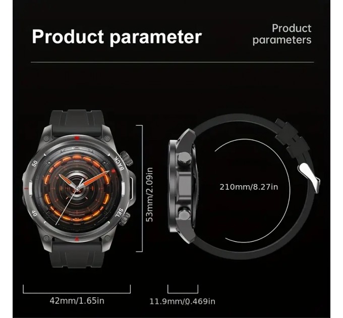 Чоловічий розумний годинник з LED-підсвічуванням