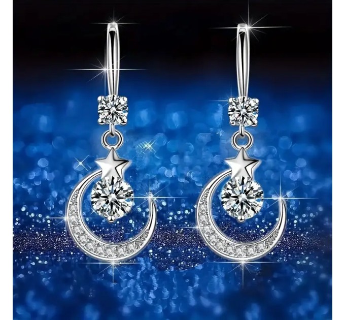 Вишукані Сережки з Місяцем та Зіркою