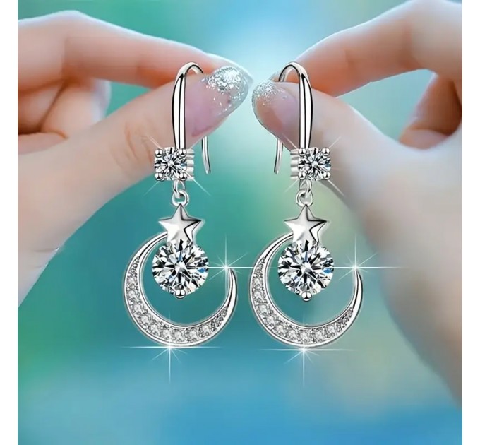 Вишукані Сережки з Місяцем та Зіркою