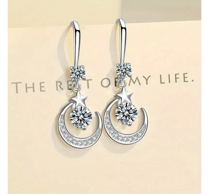 Вишукані Сережки з Місяцем та Зіркою