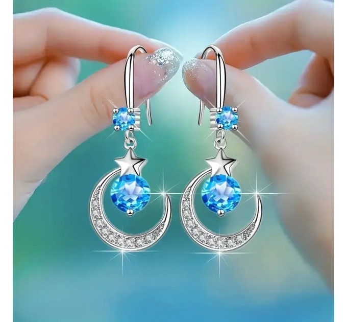 Вишукані Сережки з Місяцем та Зіркою