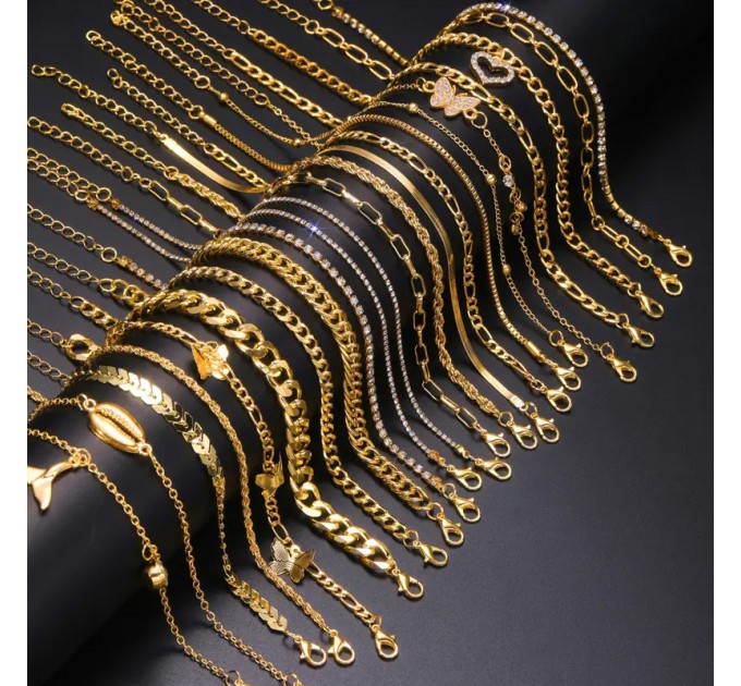 Елегантний набір з 17 браслетів на щиколотку