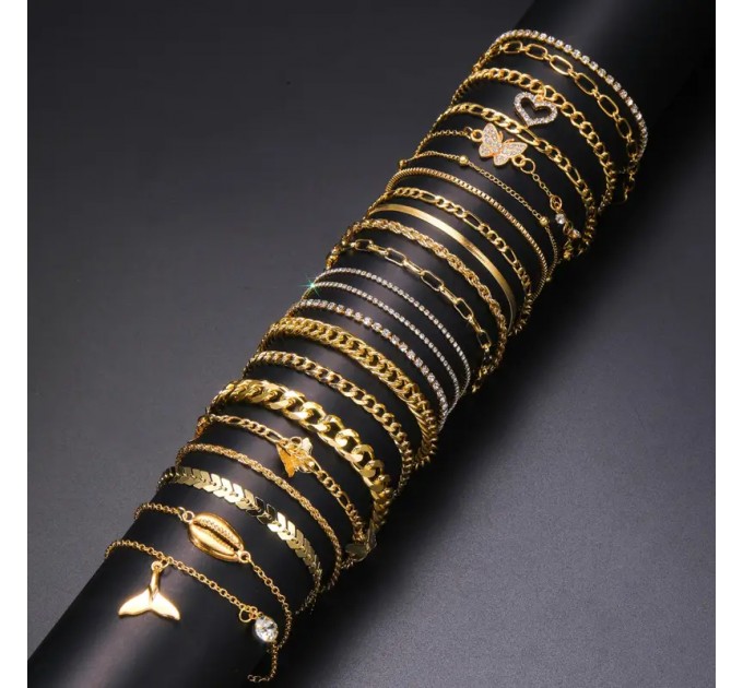 Елегантний набір з 17 браслетів на щиколотку