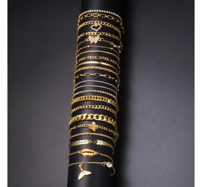 Елегантний набір з 17 браслетів на щиколотку