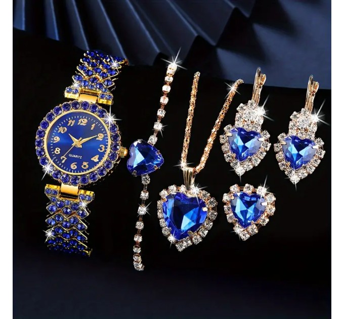 Модний жіночий кварцовий наручний годинник + 6 прикрас
