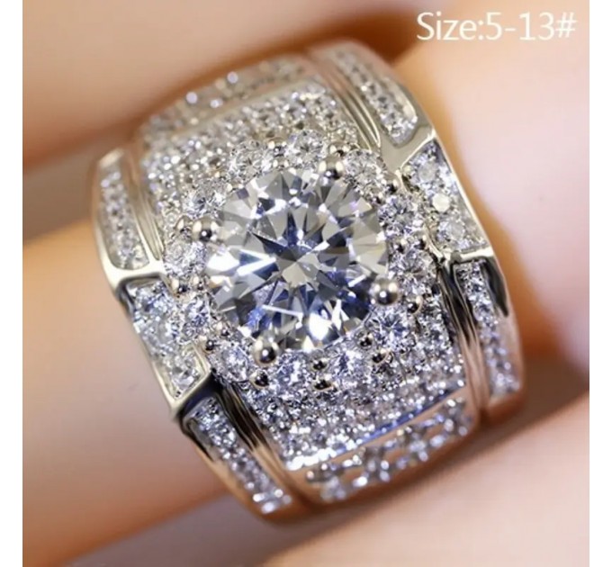 Перстень-обручка з блискучими мікроцирконіями