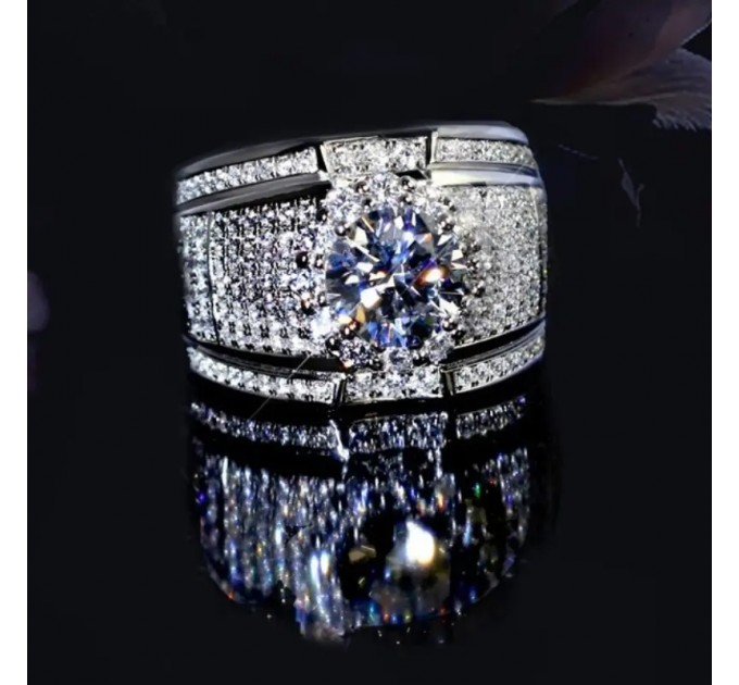 Перстень-обручка з блискучими мікроцирконіями