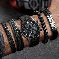 Набір чоловічий годинник та браслети