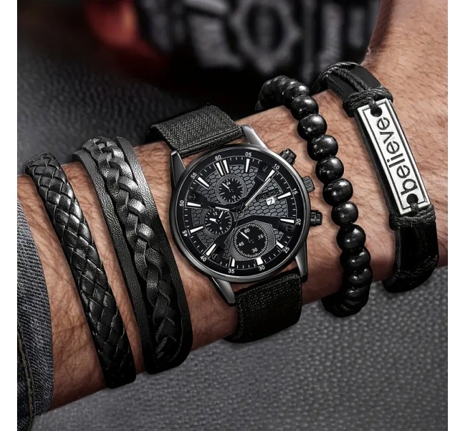 Набір чоловічий годинник та браслети