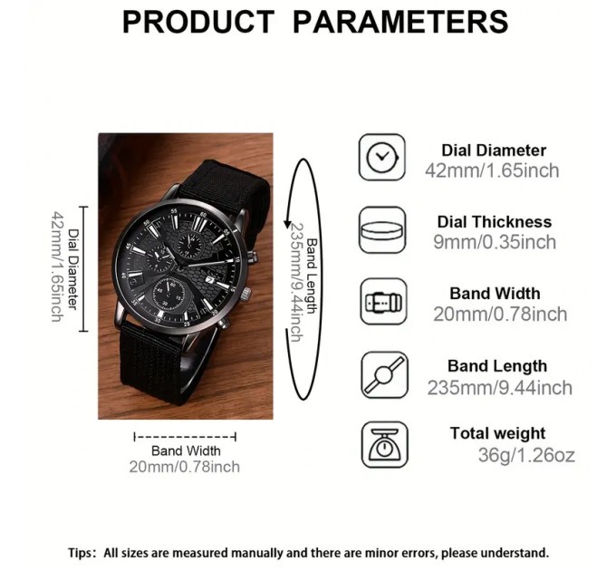 Набір чоловічий годинник та браслети