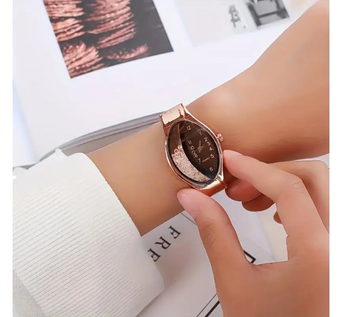 Елегантний набір з жіночого кварцового годинника та комплект ювелірних виробів