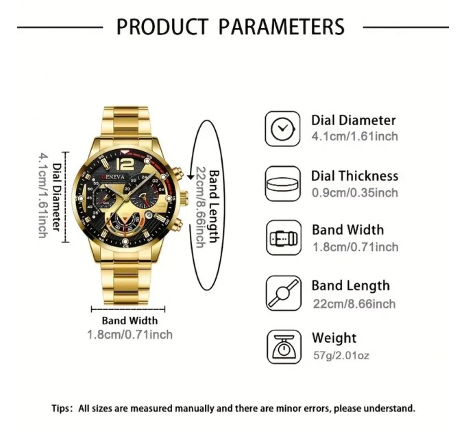 Чоловічий кварцовий годинник з календарем