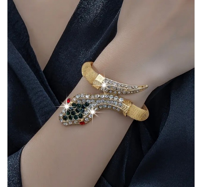 Елегантний Браслет із Стразами у Вигляді Змії