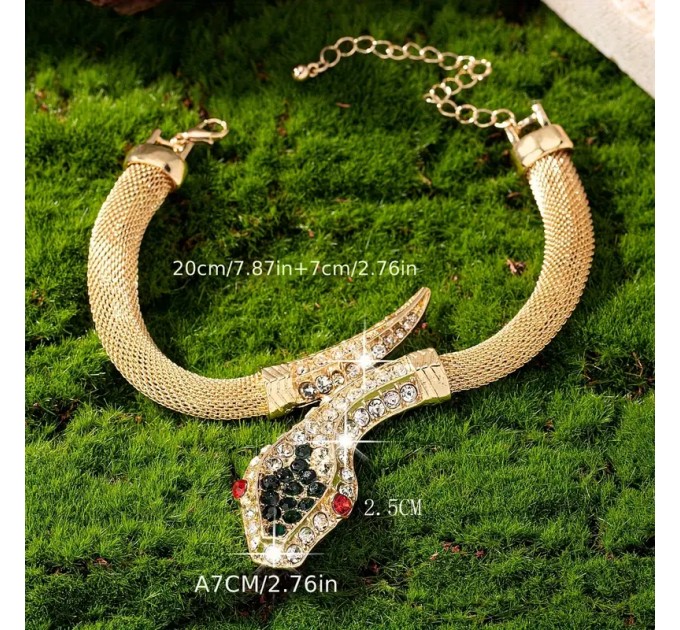 Елегантний Браслет із Стразами у Вигляді Змії