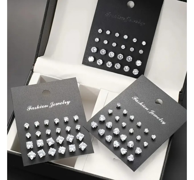 Набір із 72 штук жіночих модних сережок