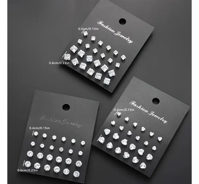 Набір із 72 штук жіночих модних сережок